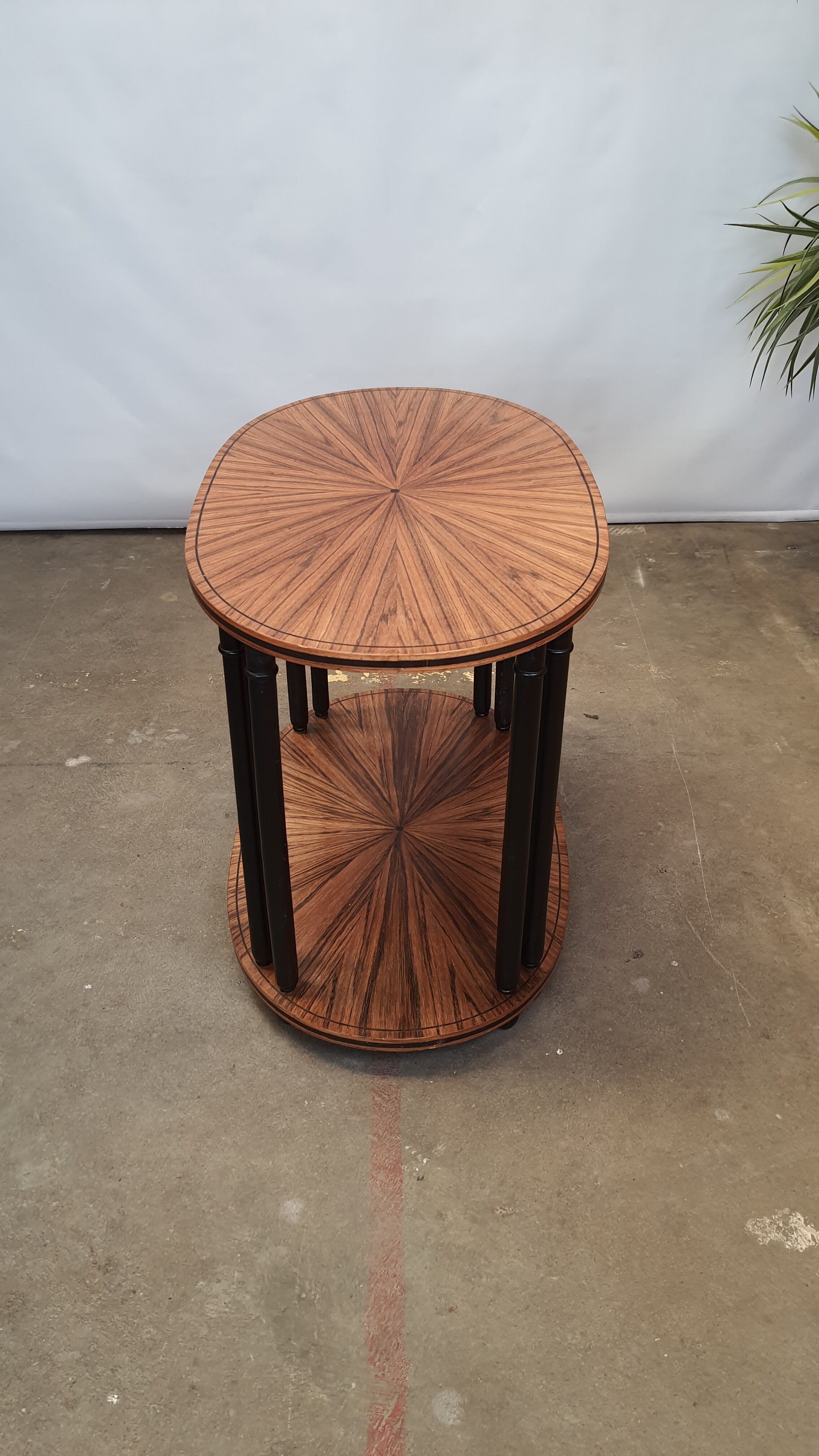 Art deco tea table Maurice Dufrène oval zebrano