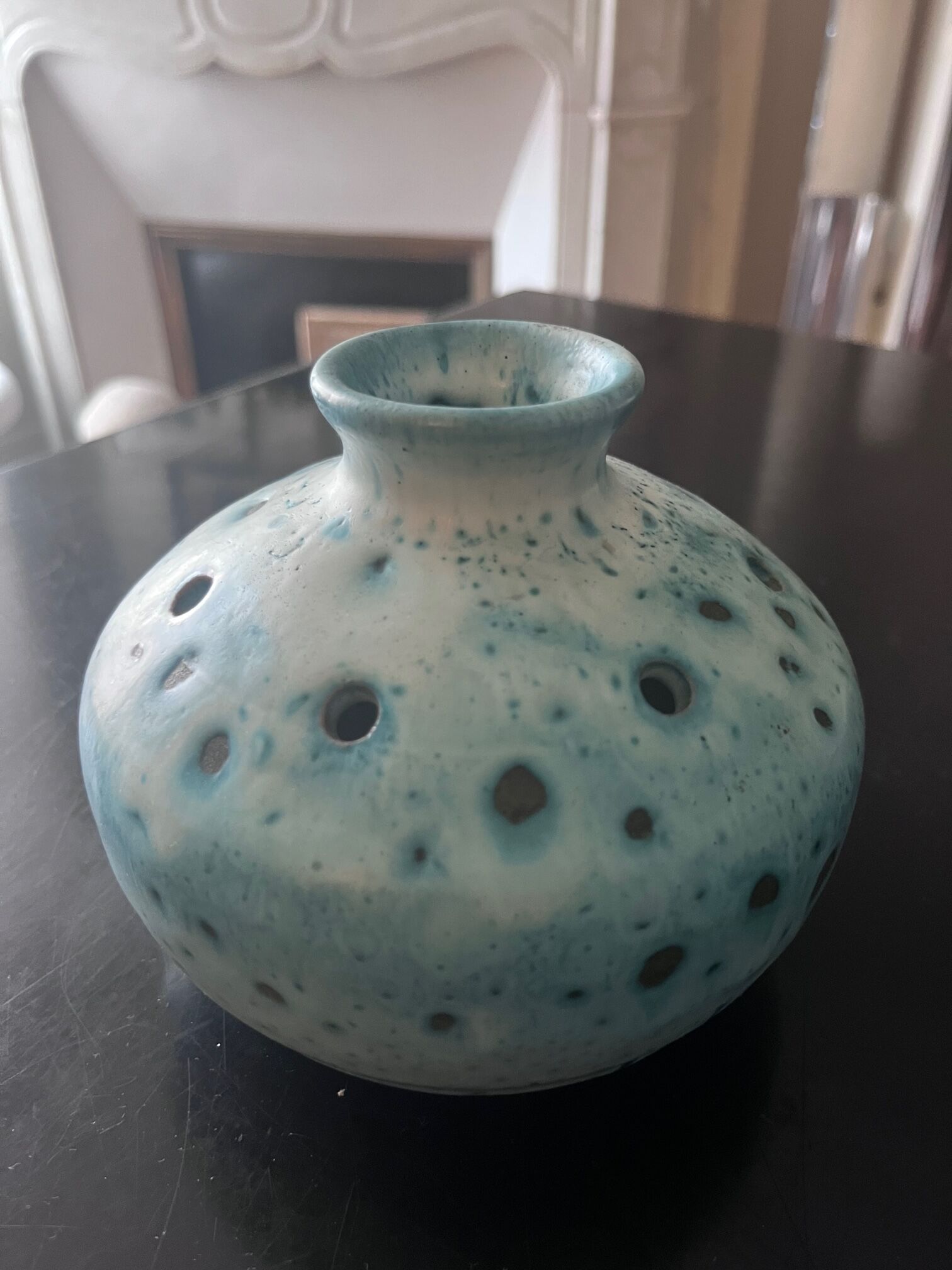 Two blue ceramic vases