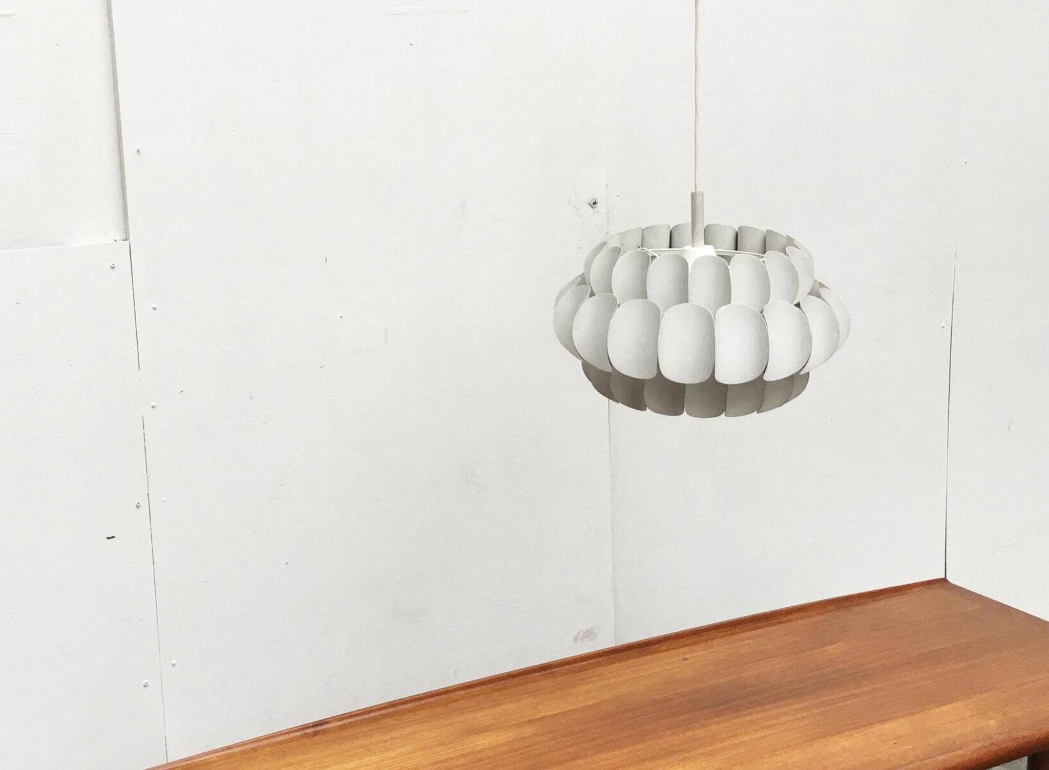 Mid-century white metal Swiss suspension by H. Zender for Temde.