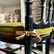 Napoleon III chair in black wood and straw