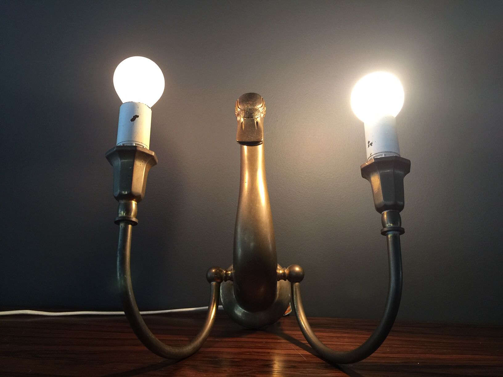 Pair d swans solid brass wall light