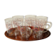 6 old tea cups on a serving tray, coming original from east germany GDR, Vintage from the 1970s