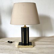 70s-80s living room lamp in leather and gold metal