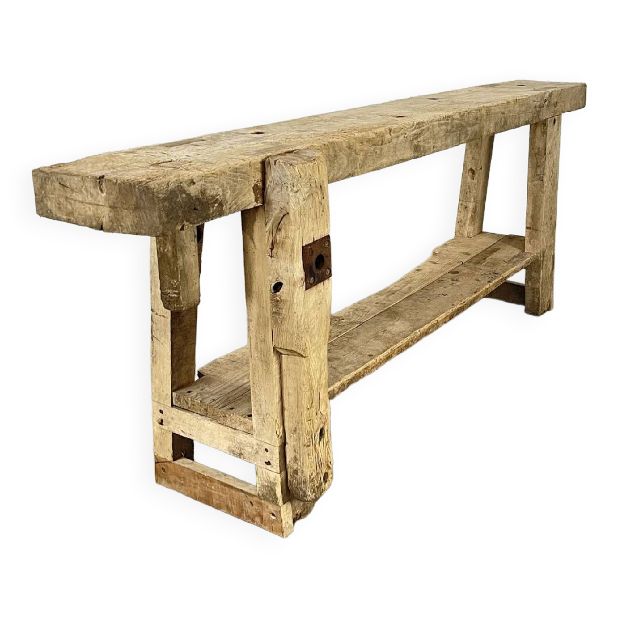 Primitive beech workbench from the 1900s