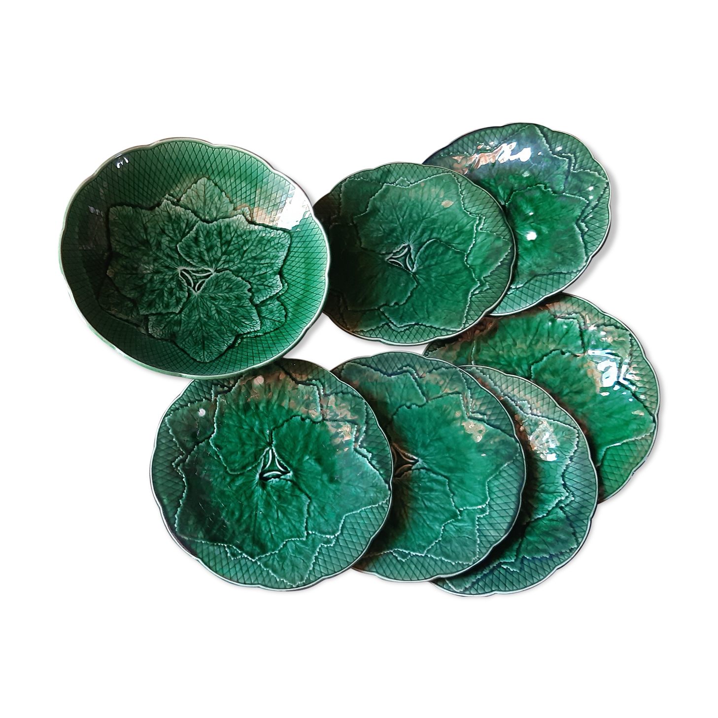 Plates in gien earthen earthenware slurry