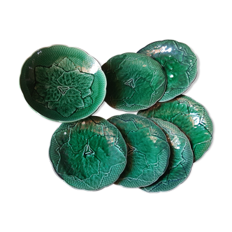 Plates in gien earthen earthenware slurry