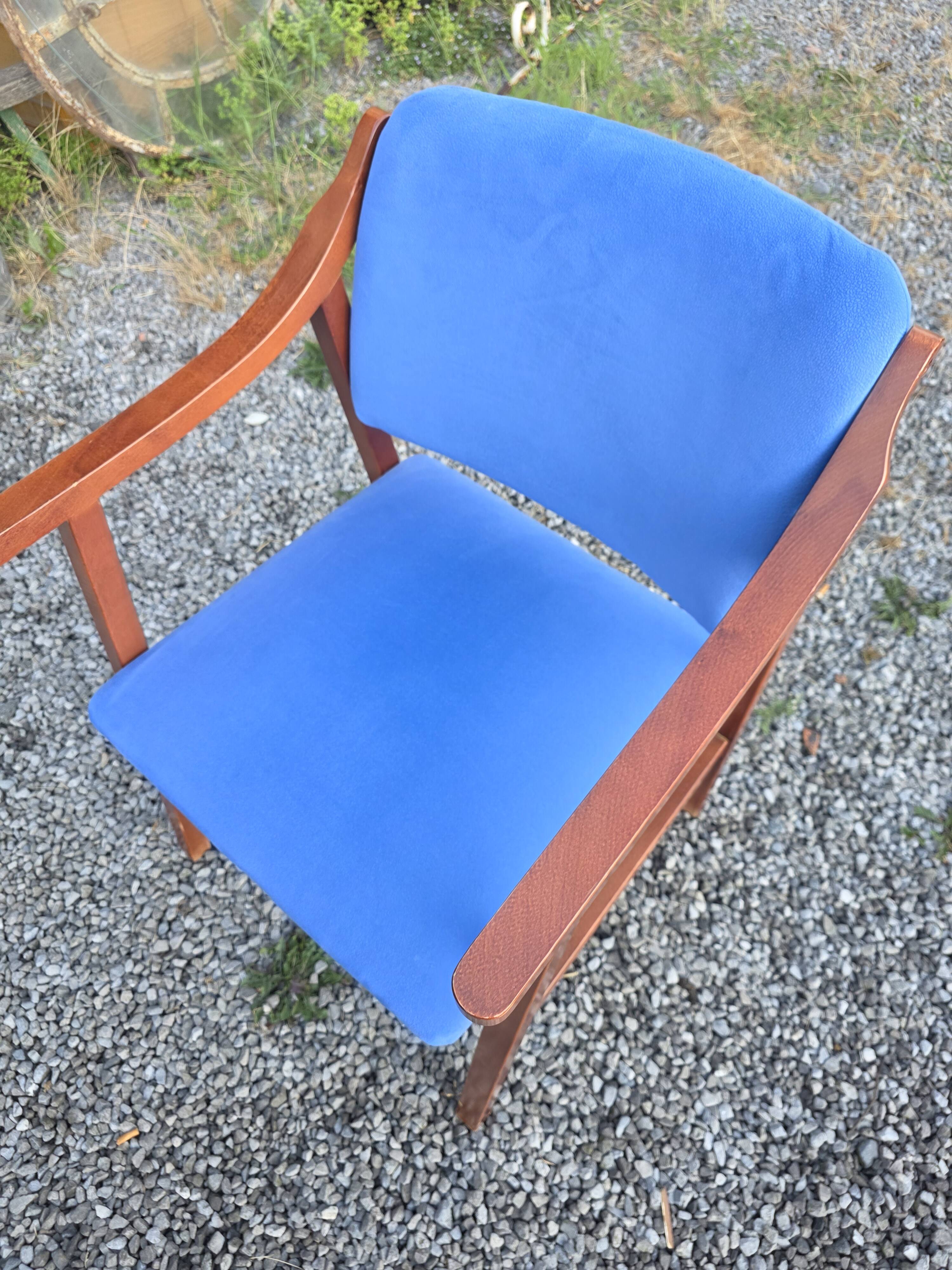 Scandinavian style armchair + velvet footrest
