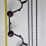 Vintage wrought iron wall coat rack with 4 hooks, 55 cm