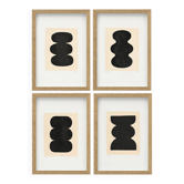 Collection de 4 peintures noires sur papier signées eawy