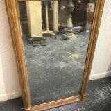 Old wooden mirror and gilded stucco 19th Style Louis XVI Trumeau Décor Columns and Lyre 52x102cm