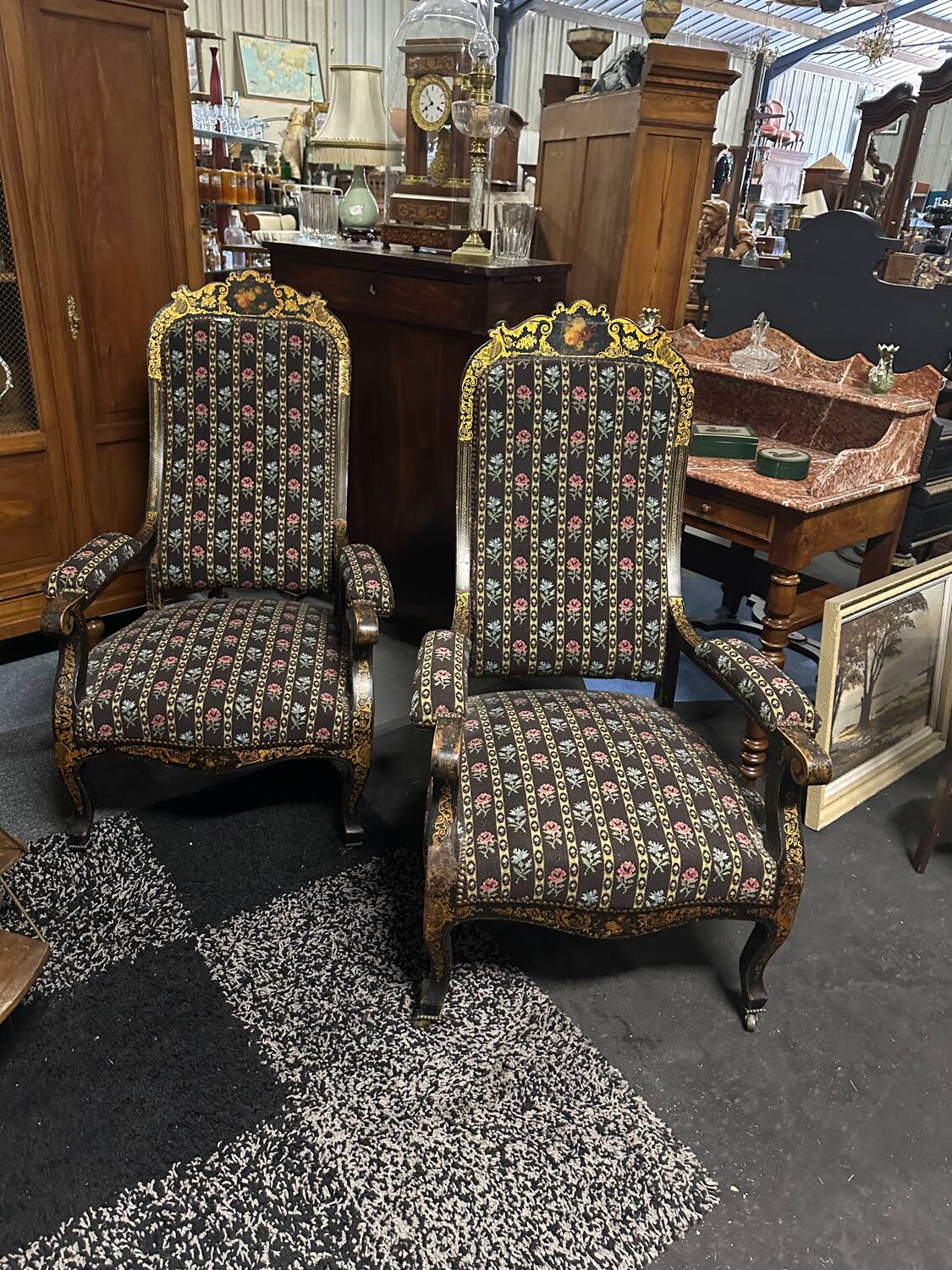 Pair of Napoleon III armchairs, Voltaire style