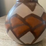 Vintage glazed ceramic ball vase signed