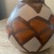 Vintage glazed ceramic ball vase signed