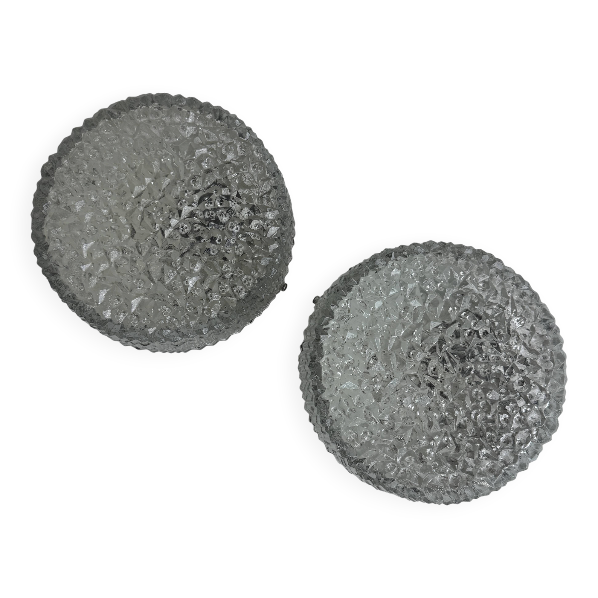 Pair of antique round "holophane" vintage wall lights