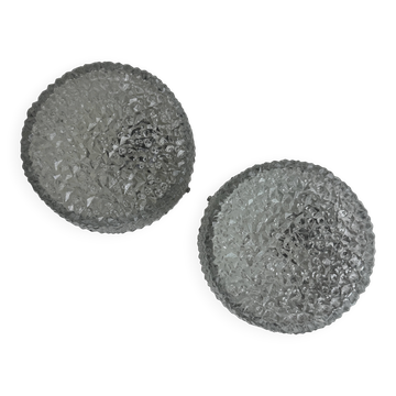 Pair of antique round "holophane" vintage wall lights