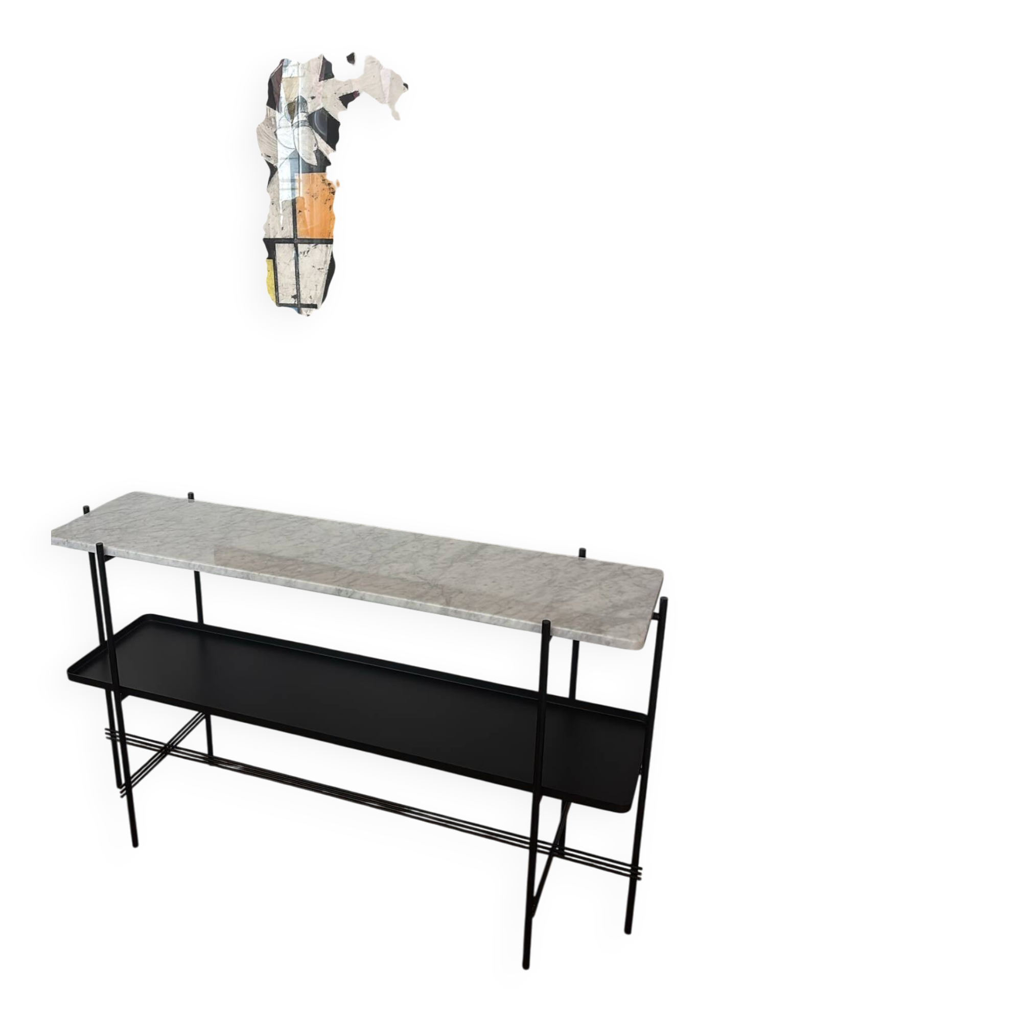 GUBI Console en marbre noir et blanc