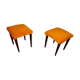 2 stools in orange suede and beech