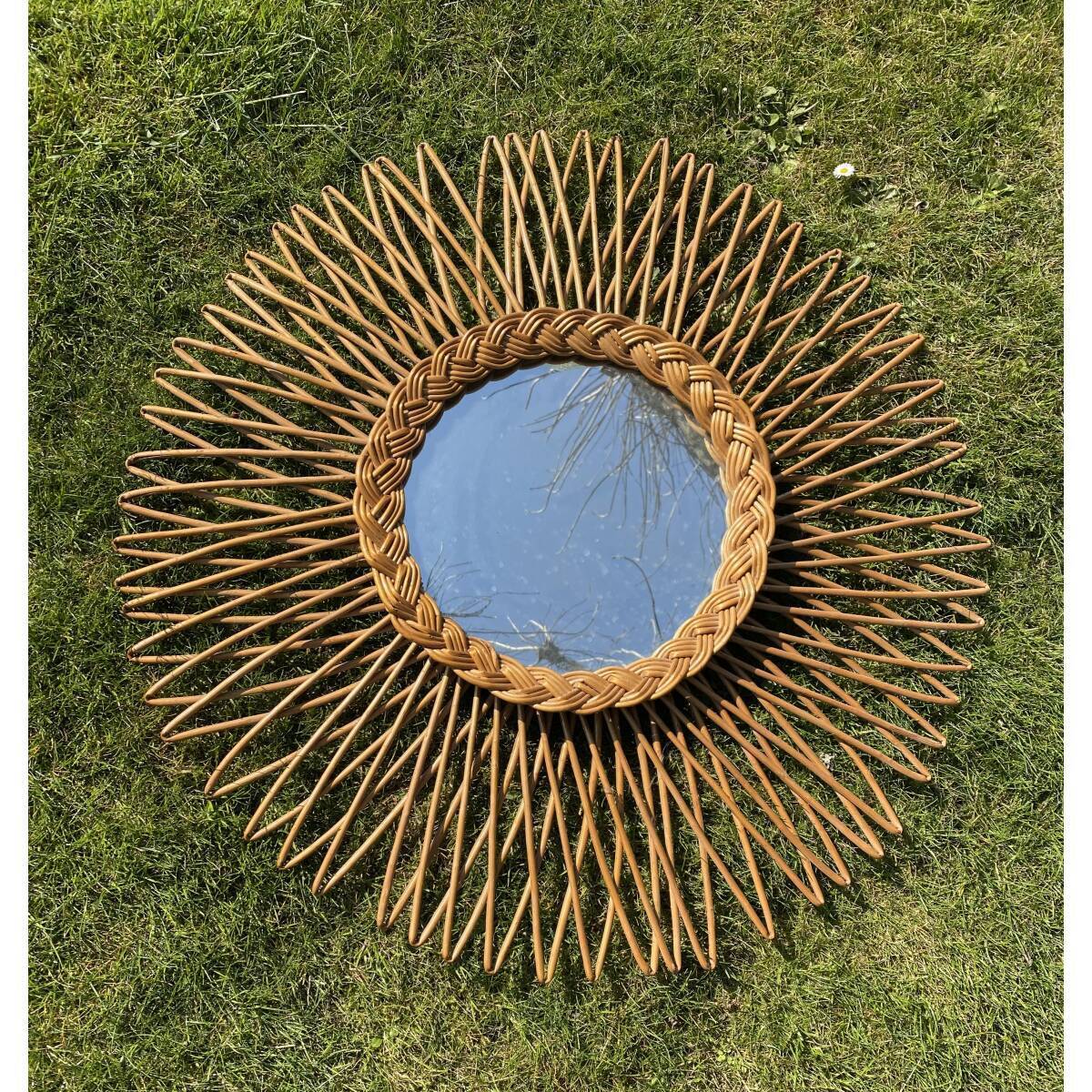 Rattan sun mirror