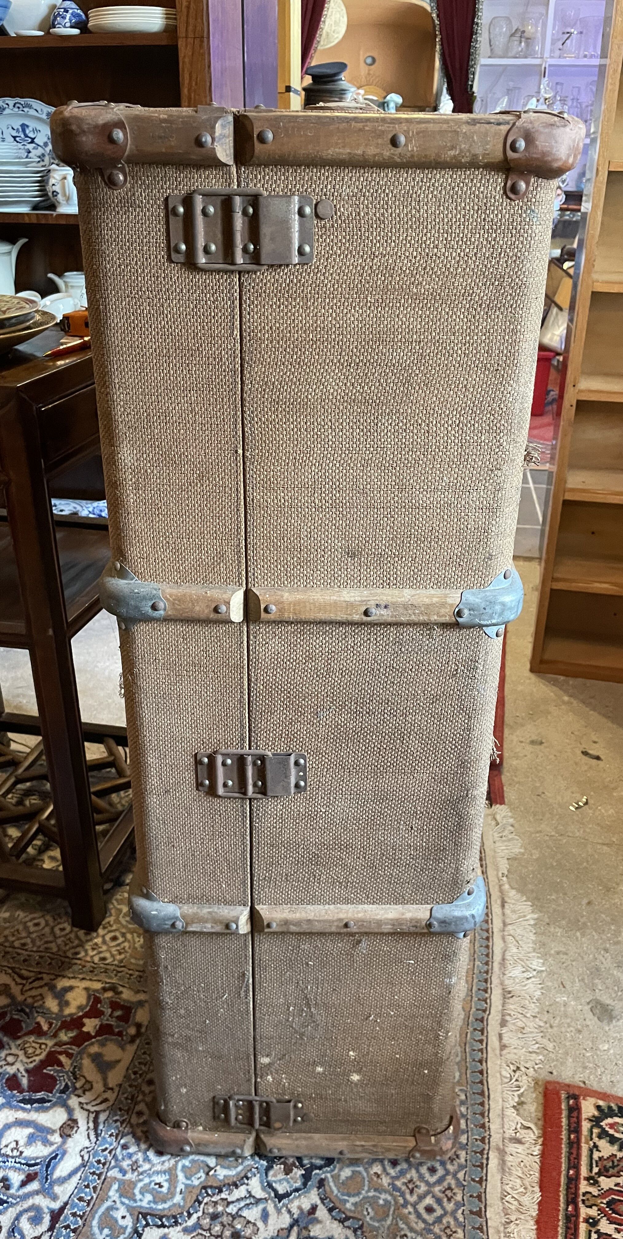 Old flat trunk totally covered with jute and wooden sleepers