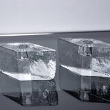 Pair of icicle candlesticks, Murano glass, Italy, 1970