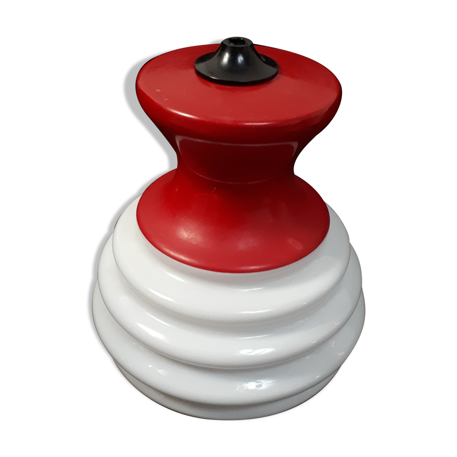 lampshade day lamp suspension glass white opaline vintage red 1970