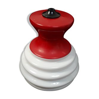 lampshade day lamp suspension glass white opaline vintage red 1970