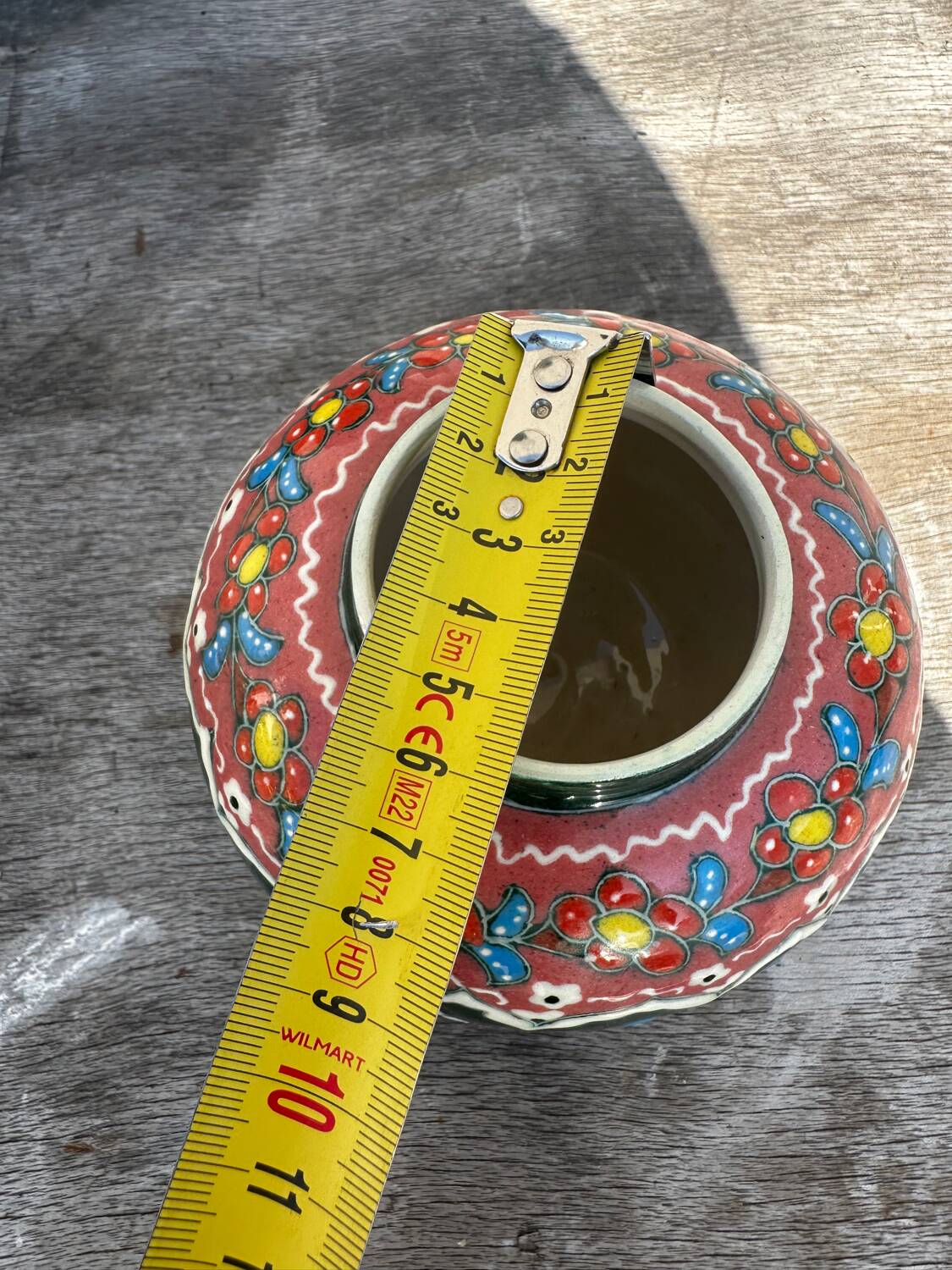 Petit Vase Vintage rond en céramique Turque H 11 cm