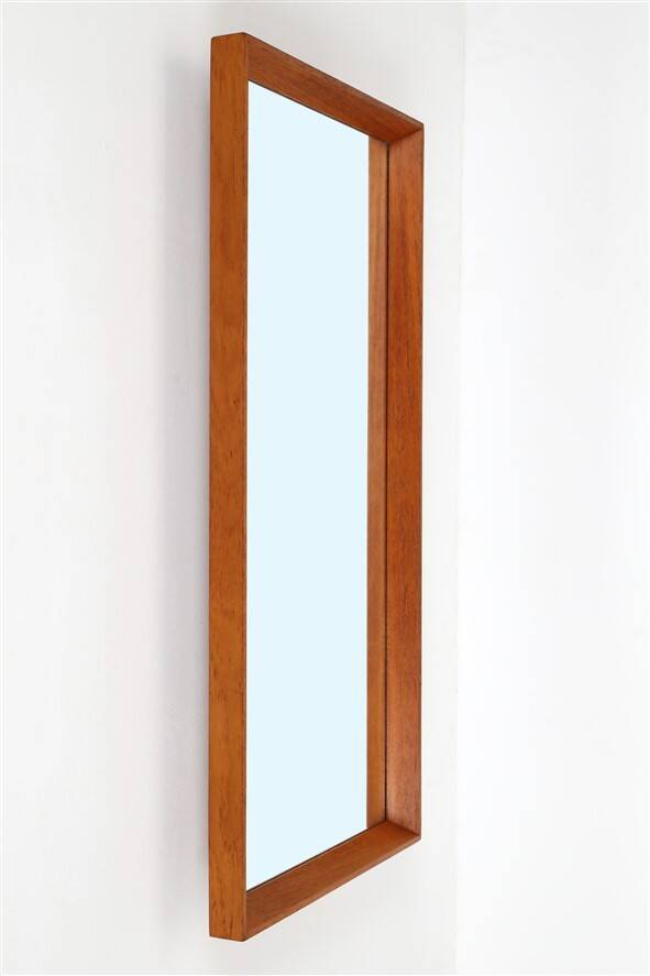 Minimalist Aarhus mid-century teak wall mirror / Danish modern design / 1960s / 1970s