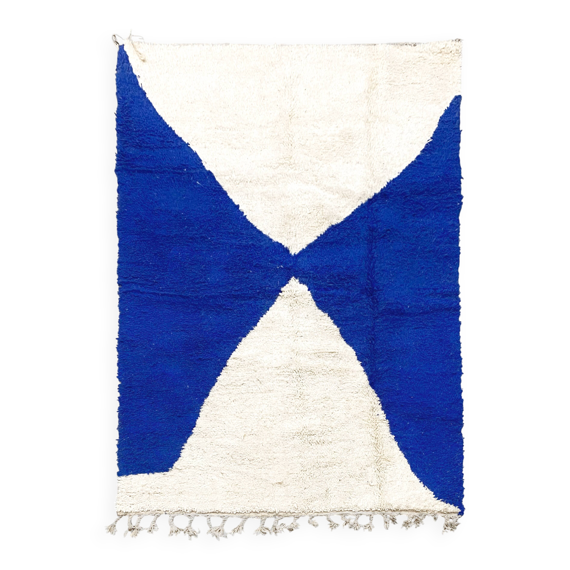 Moroccan Berber Beni Ouarain rug with blue patterns, 2.40x1.60m