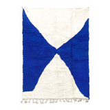 Moroccan Berber Beni Ouarain rug with blue patterns, 2.40x1.60m