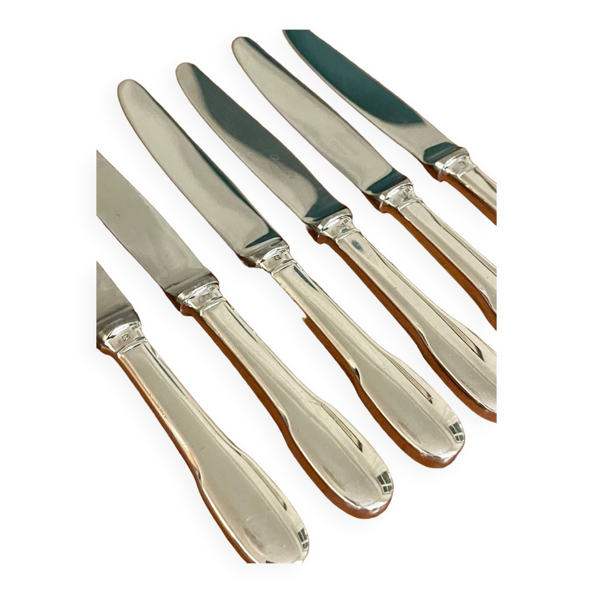 6 Christofle Cluny knives 19.5 cm for dessert, cheese, dessert, good condition