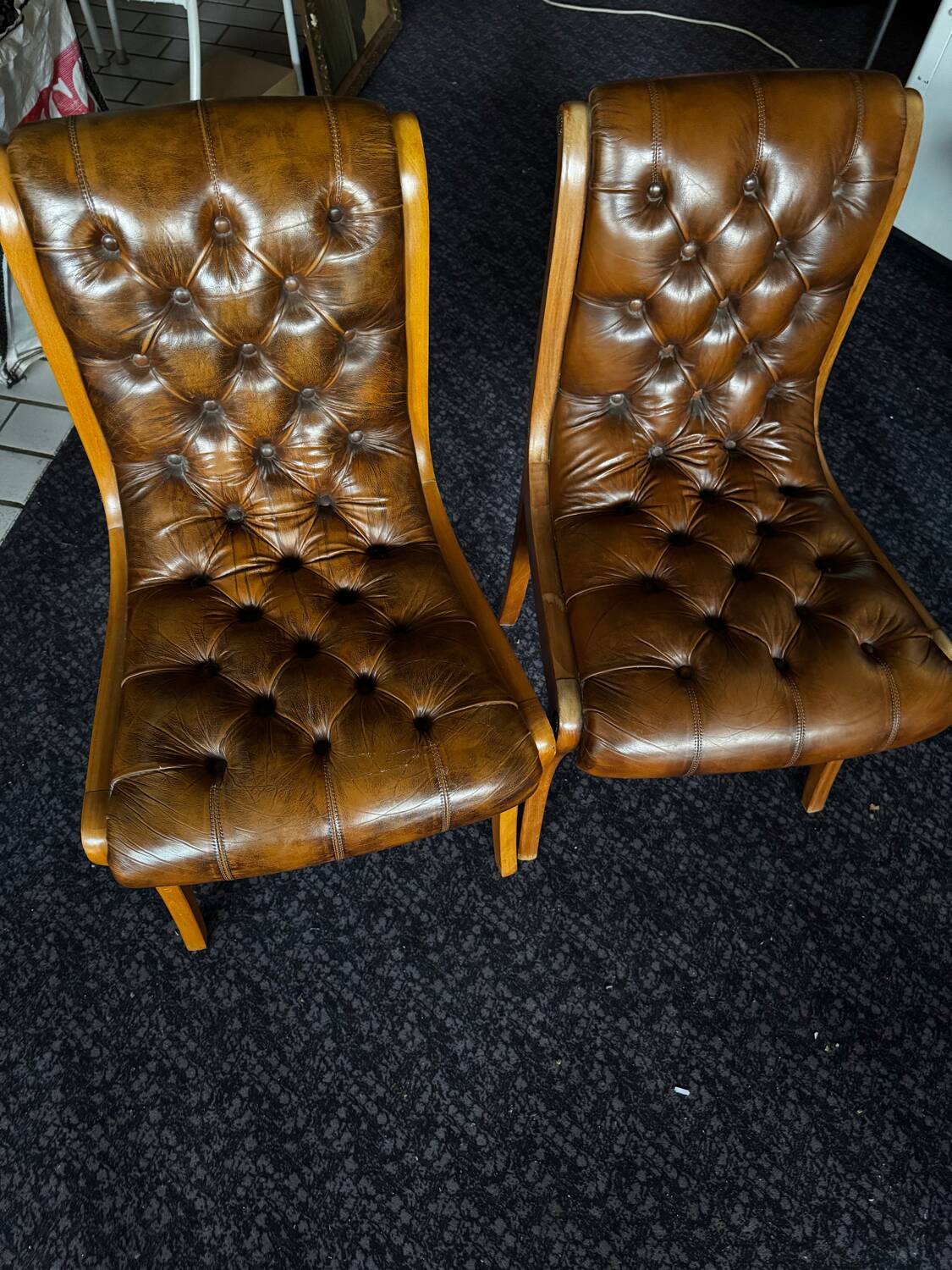 2 English Chesterfield chairs