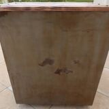Old industrial furniture in rusty effect metal with two drawers on casters