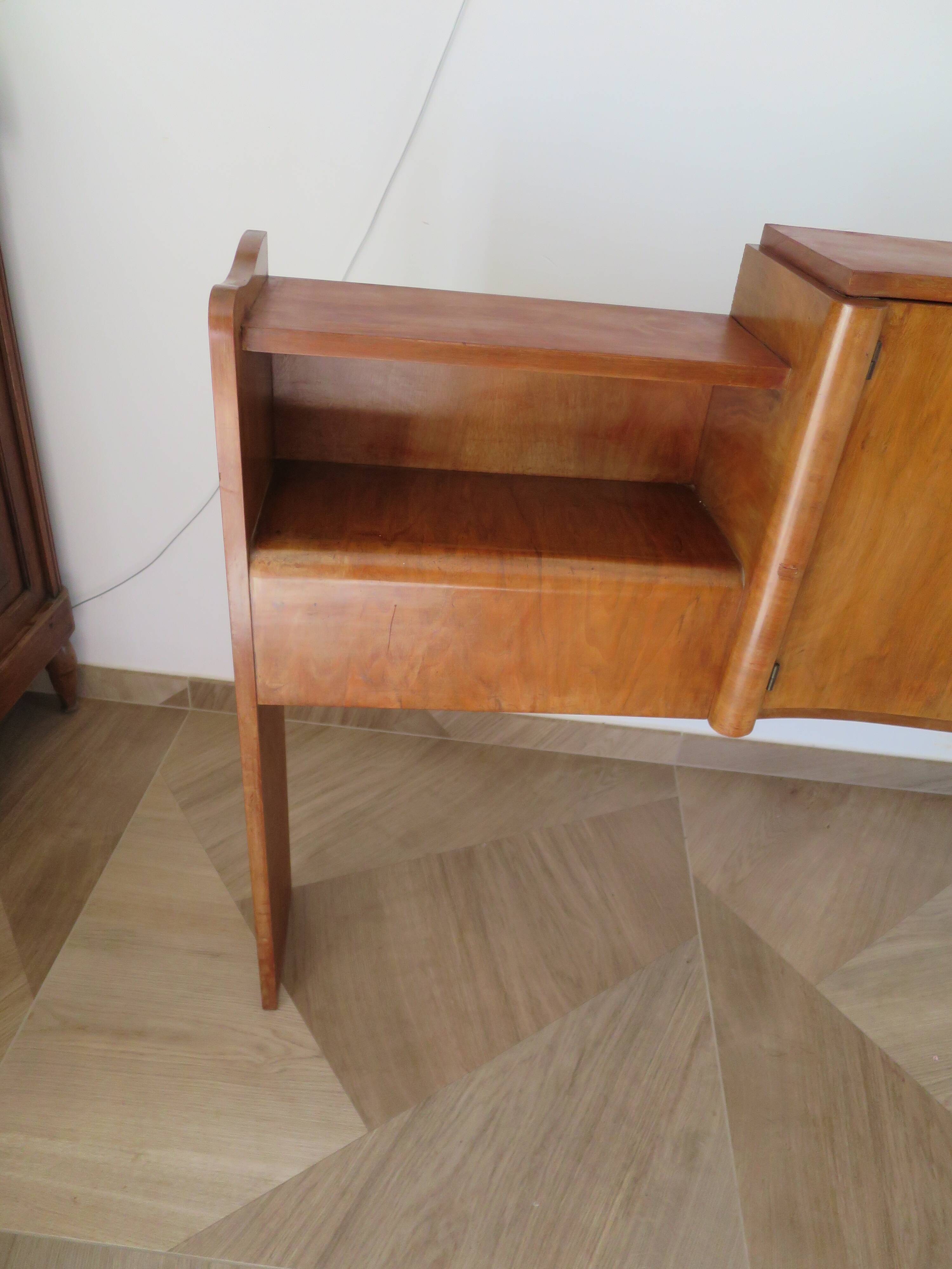 Headboard – console – sideboard – art deco – 2 doors – 2 niches in solid walnut e