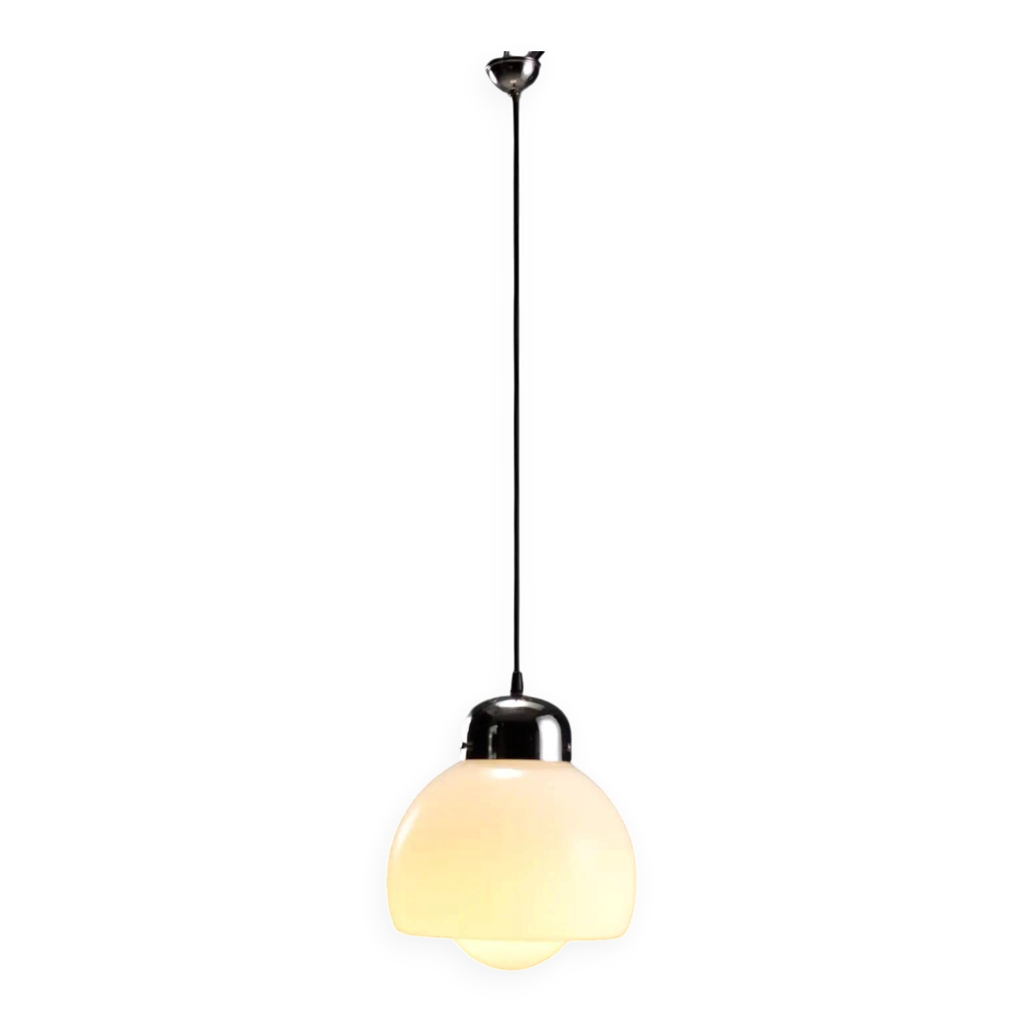 Vintage glass and metal pendant light design Italy 1960s-1970s