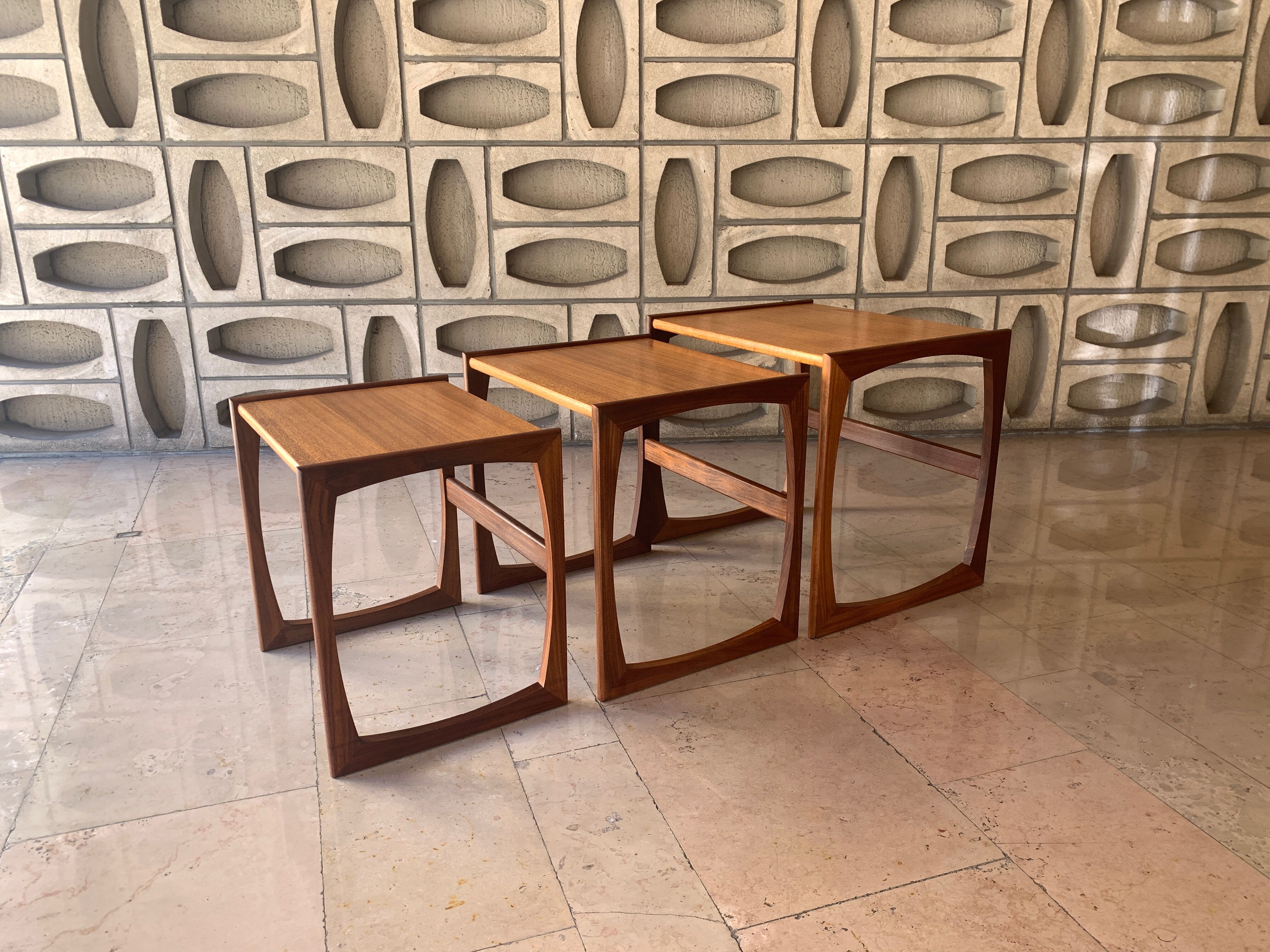 English teak trundle tables by GPlan Selency