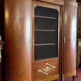 Louis XVI Style bookcase curved in precious wood marquetry circa 1900
