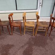 Set of 16 mismatched wooden bistro chairs - vintage - luterma