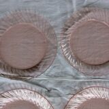 12 transparent pink vintage plates