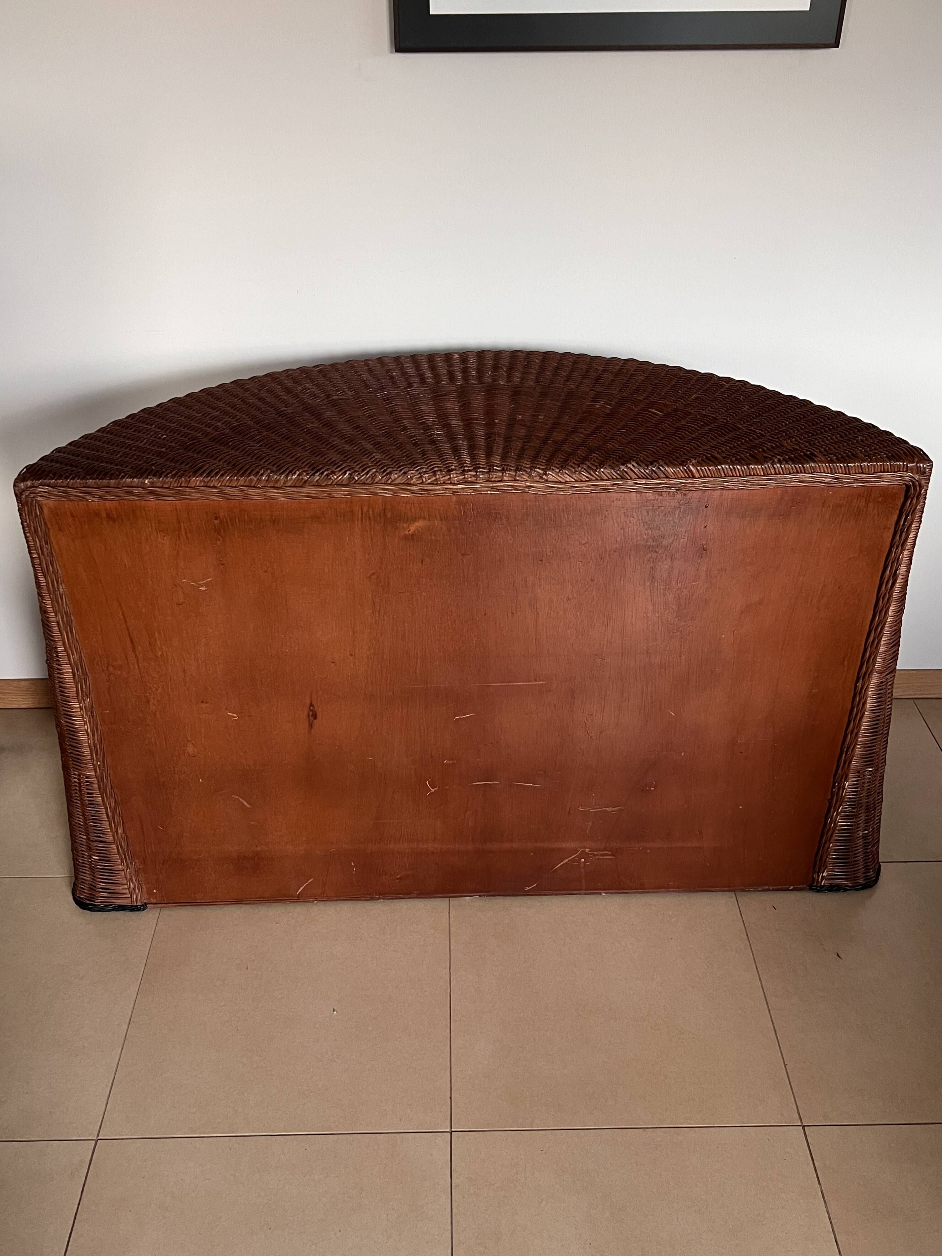 Vintage Console Wicker Trompe-l’Œil  Skirted Ghost Table