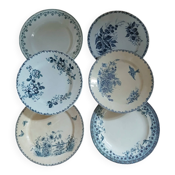 6 assiettes plates anciennes en Terre de fer