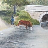 Old signed watercolor painting