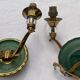 Pair of modernist bronze sconces & vintage crystal balls