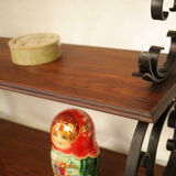 Wall shelf in wrought iron and old wood