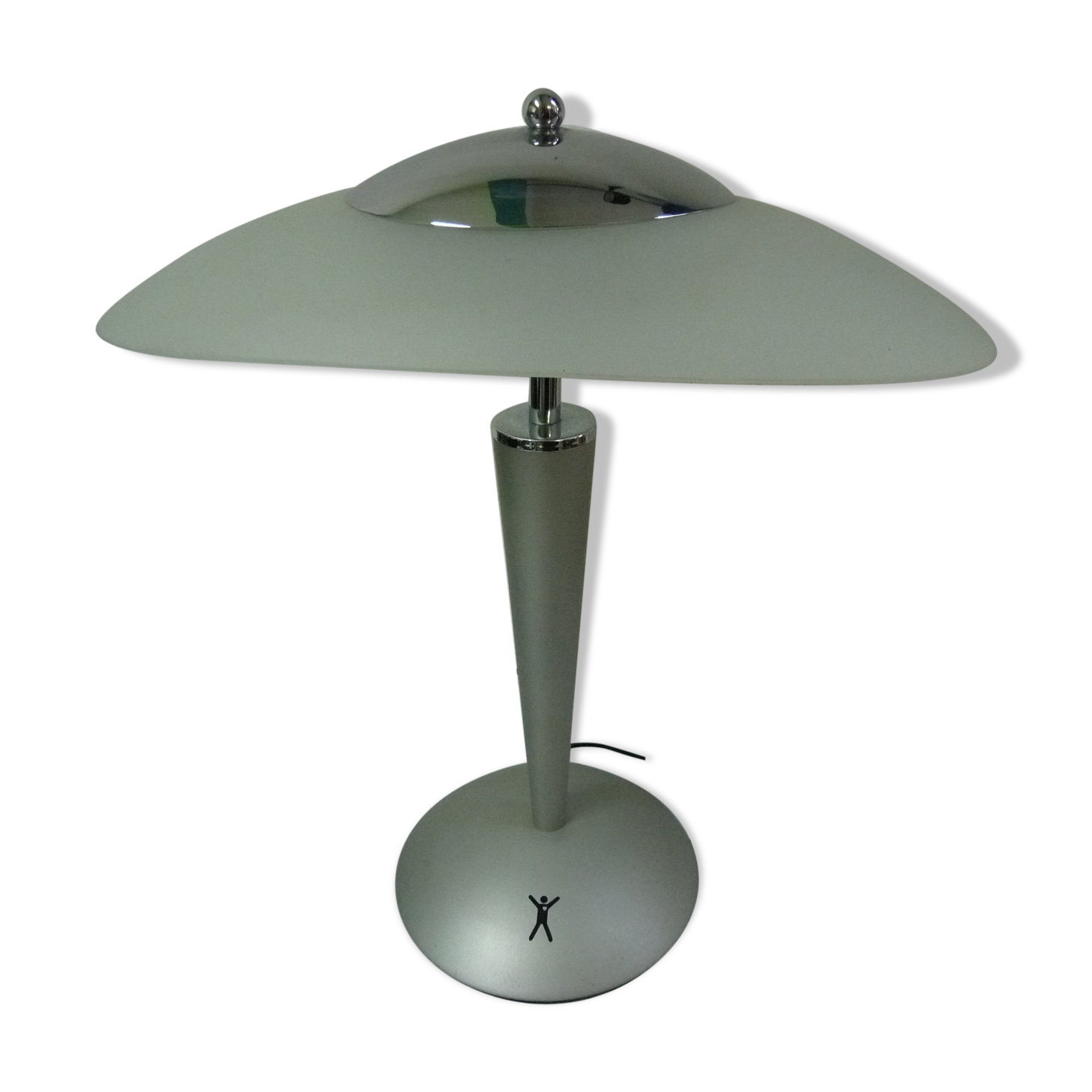 Glass and metal mushroom lamp
