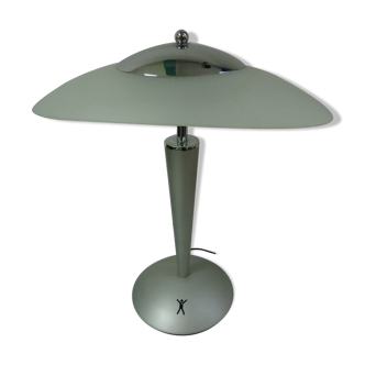 Glass and metal mushroom lamp