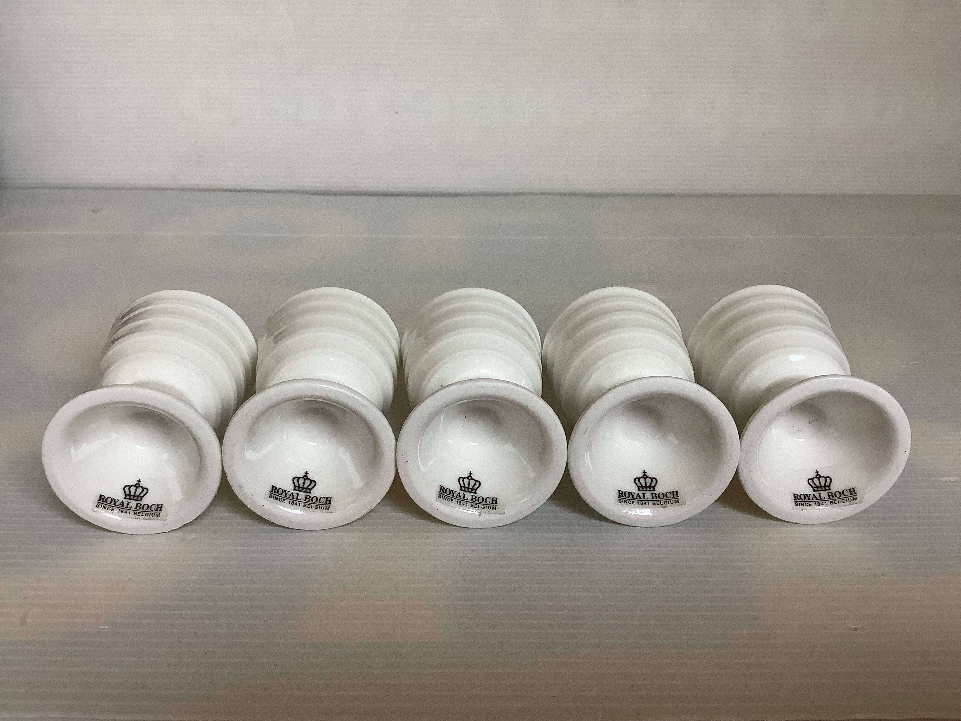 Five Royal Boch Belgium egg cups