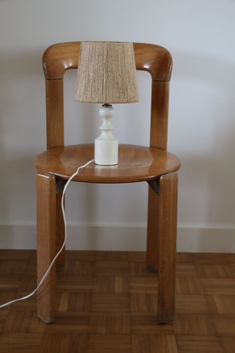 Lampe bois blanc avec abat-jour corde