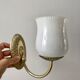 Duo of sconces in serrated opaline and golden steel 50s