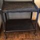 Serving cart, rolling table, side table, 1950s solid wood stained black